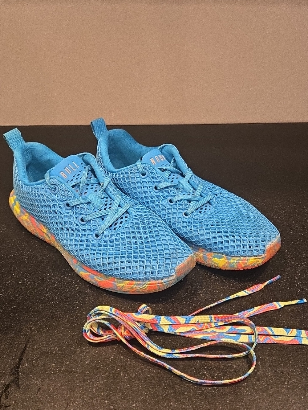 NOBULL Blue Mesh Runners Sneakers with Multicolor Sole